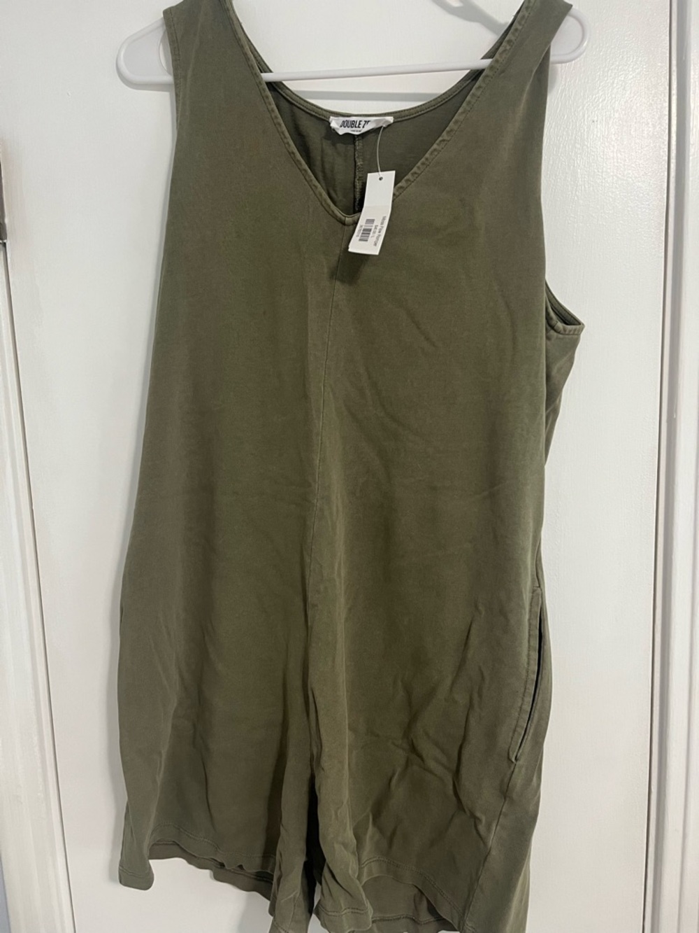 Double Zero Olive Green V-Neck Sleeveless Romper